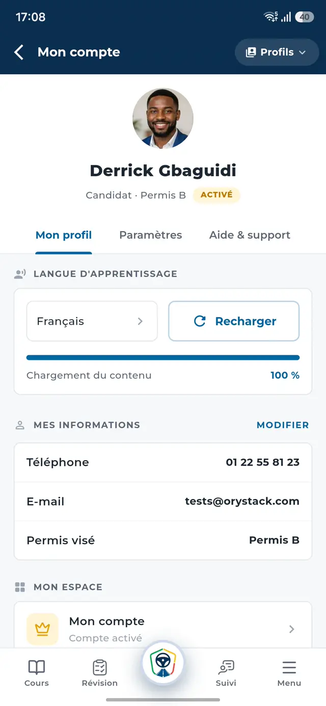 Mon compte et profil