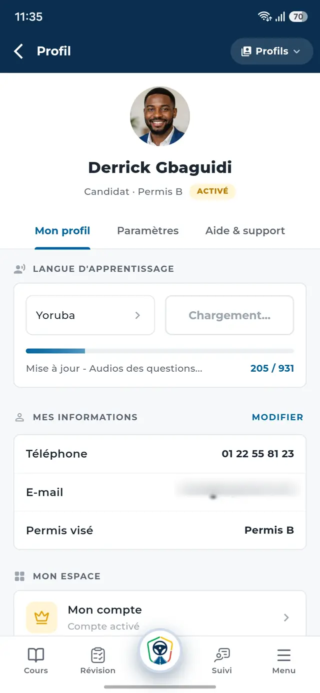 Téléchargement de la langue yoruba