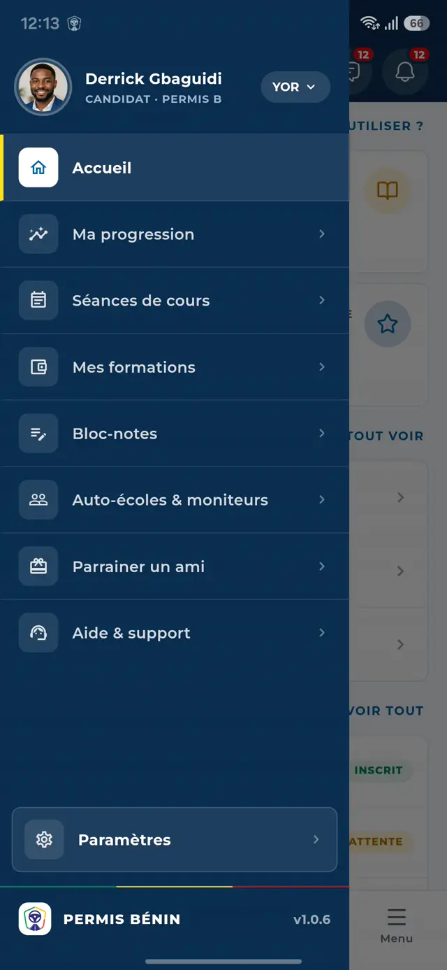 Menu latéral