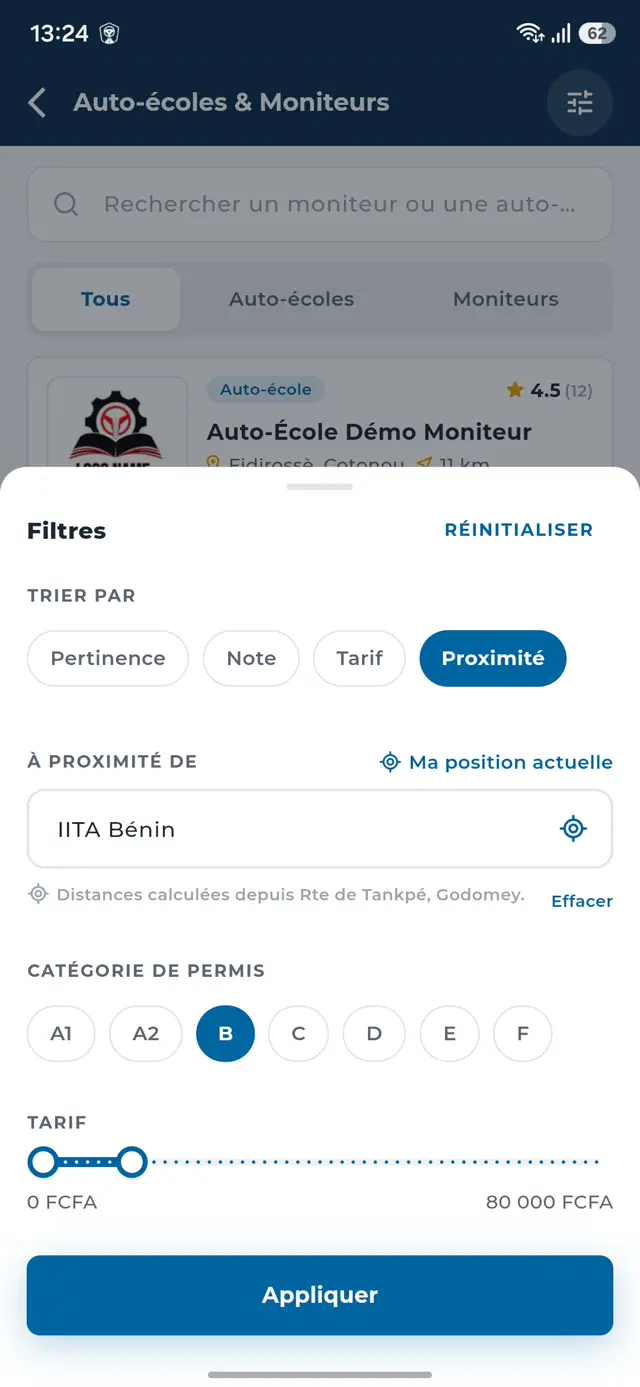 Filtres de l'annuaire