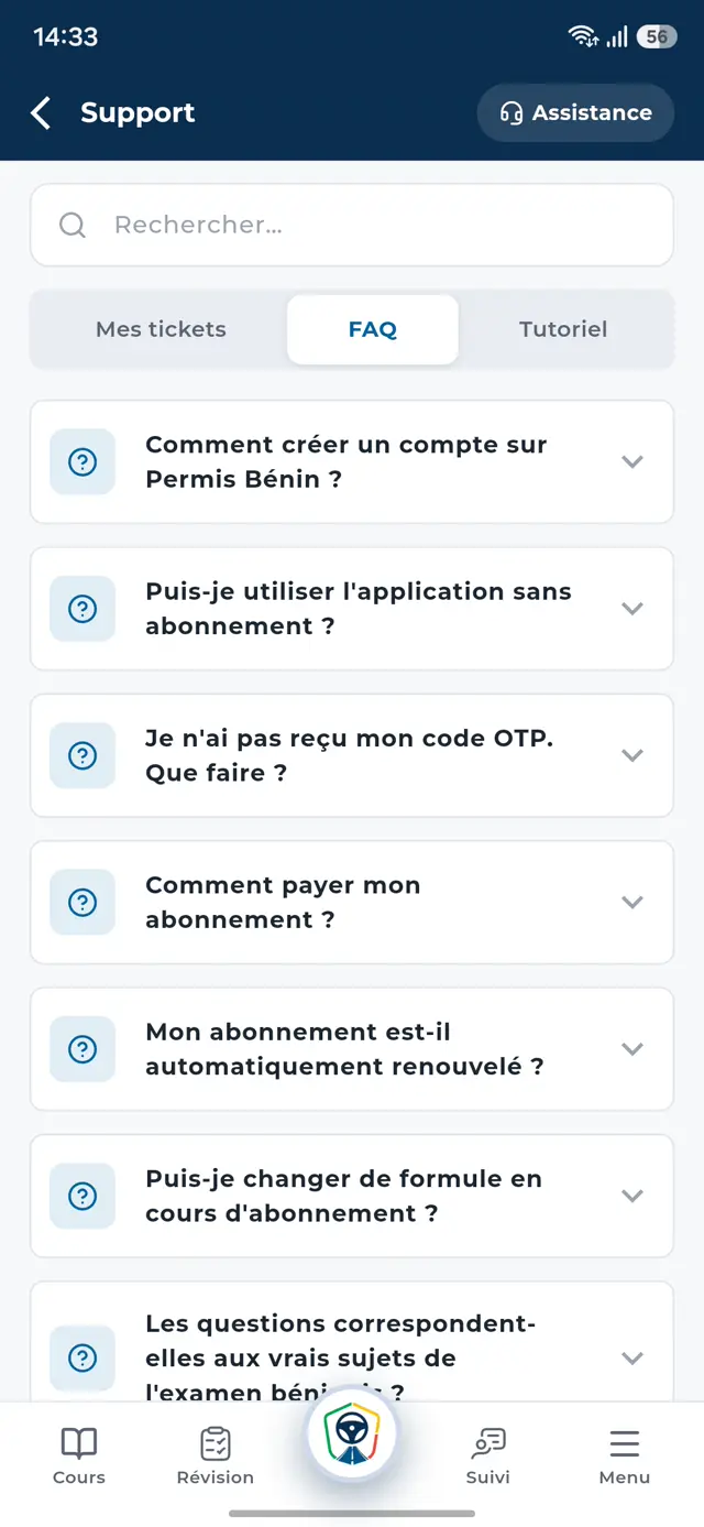 Support et FAQ